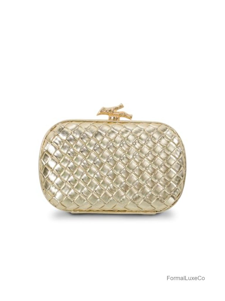 Elegant Woven Clutch Purse With Chain Crossbody Option